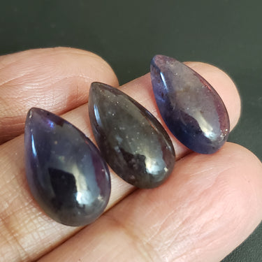 3Pcs. Natural Iolite Cabochons LOT